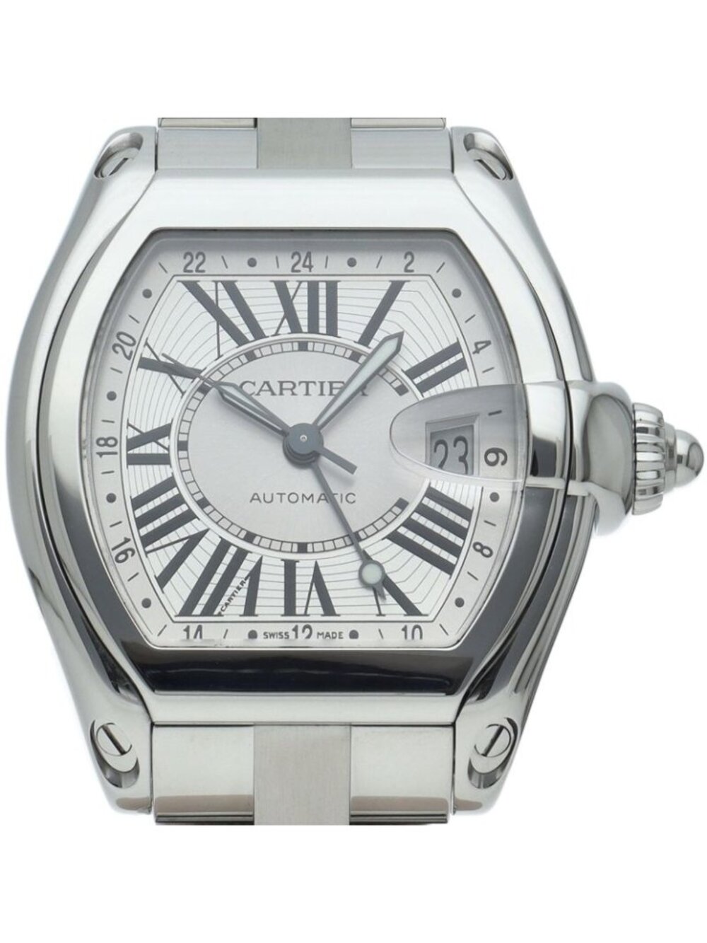 Cartier Roadster XL GMT Watch Band SS Silver